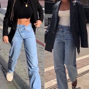 Agolde Criss Cross Jean Light Wash Raw Hem 27